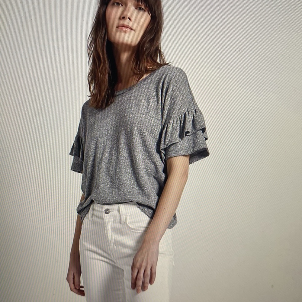 Current/Elliott heather gray ruffle roadie tee shirt - Picture 10 of 10